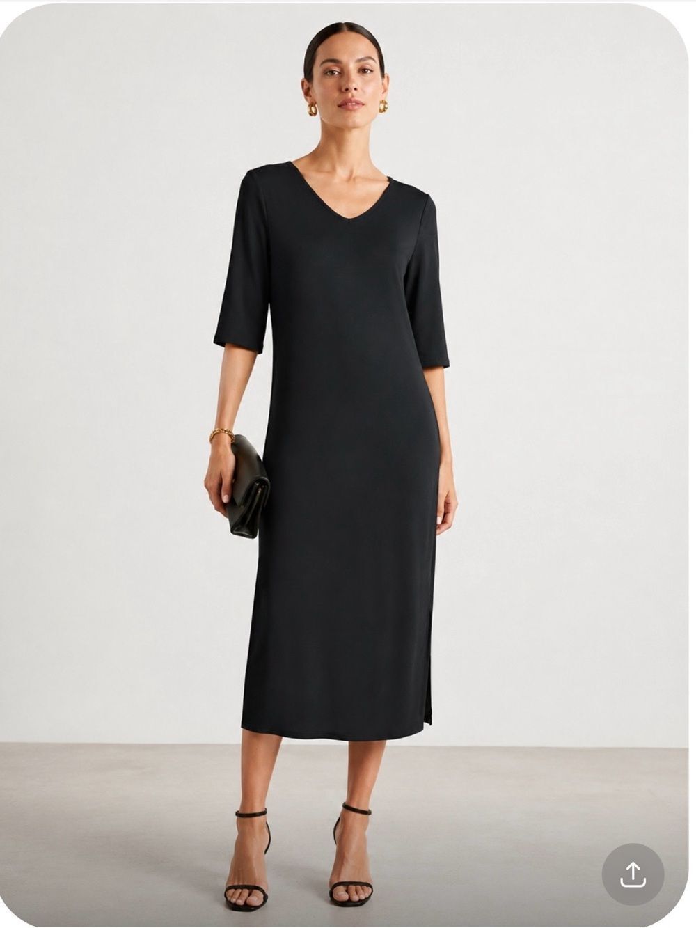 J.JILL Classic Black V-Neck Midi Dress Size Small